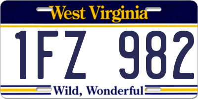 WV license plate 1FZ982