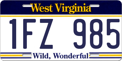 WV license plate 1FZ985