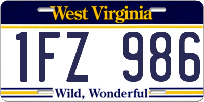 WV license plate 1FZ986