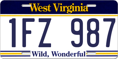 WV license plate 1FZ987