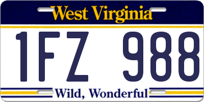 WV license plate 1FZ988