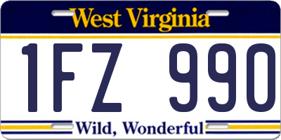 WV license plate 1FZ990