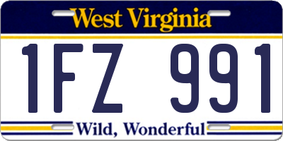 WV license plate 1FZ991