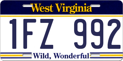 WV license plate 1FZ992