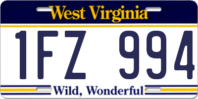 WV license plate 1FZ994