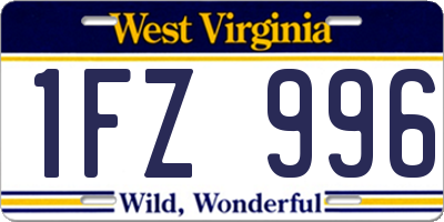 WV license plate 1FZ996