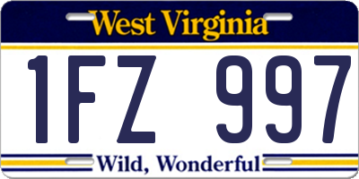 WV license plate 1FZ997