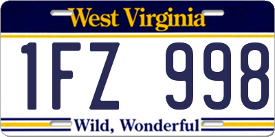 WV license plate 1FZ998