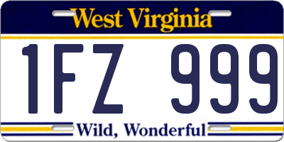 WV license plate 1FZ999