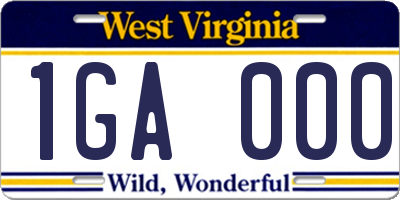 WV license plate 1GA000