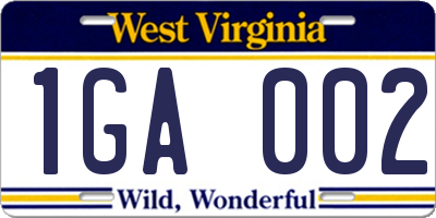 WV license plate 1GA002