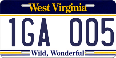 WV license plate 1GA005