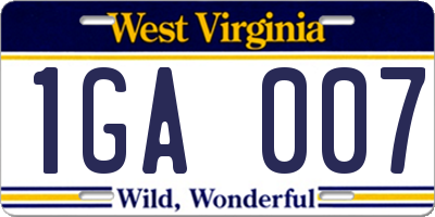 WV license plate 1GA007
