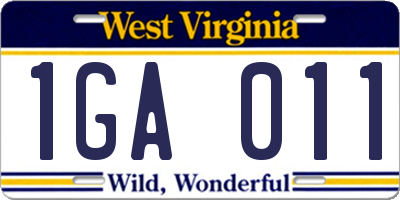 WV license plate 1GA011