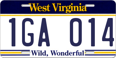 WV license plate 1GA014