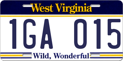 WV license plate 1GA015