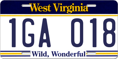 WV license plate 1GA018