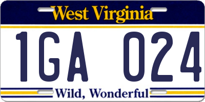 WV license plate 1GA024