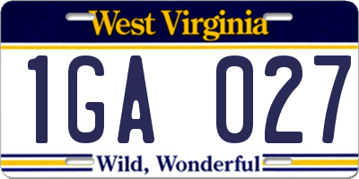 WV license plate 1GA027