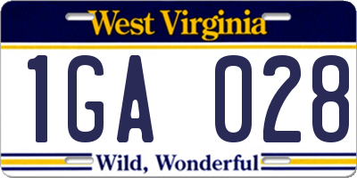 WV license plate 1GA028