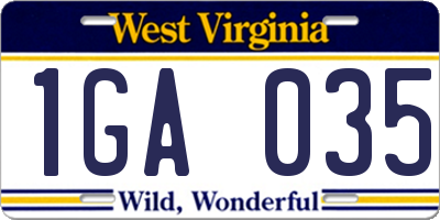 WV license plate 1GA035