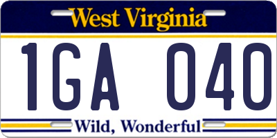 WV license plate 1GA040