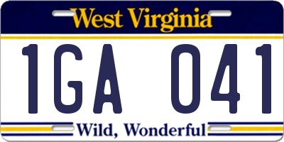 WV license plate 1GA041