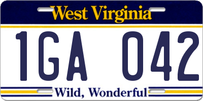 WV license plate 1GA042