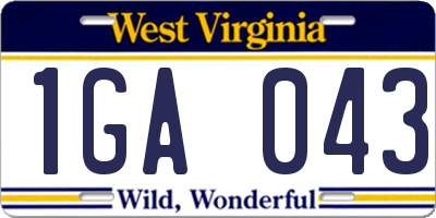 WV license plate 1GA043