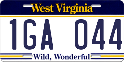 WV license plate 1GA044