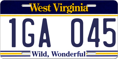 WV license plate 1GA045