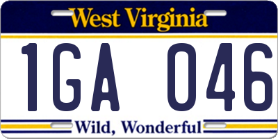 WV license plate 1GA046