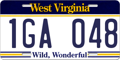 WV license plate 1GA048