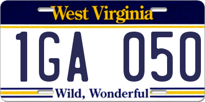 WV license plate 1GA050