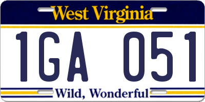 WV license plate 1GA051