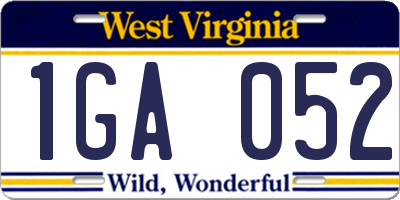 WV license plate 1GA052