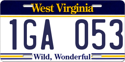 WV license plate 1GA053