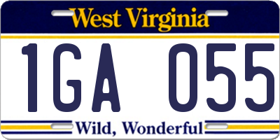 WV license plate 1GA055