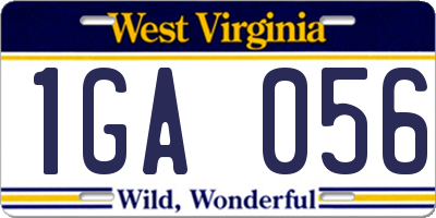 WV license plate 1GA056