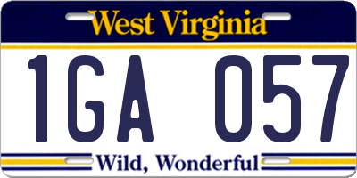 WV license plate 1GA057