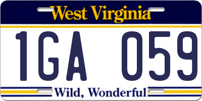 WV license plate 1GA059