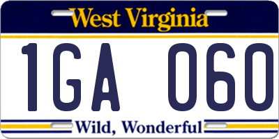 WV license plate 1GA060