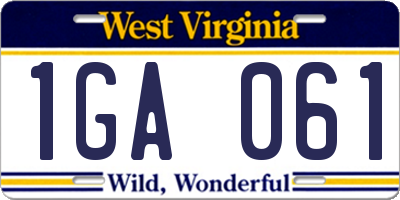 WV license plate 1GA061