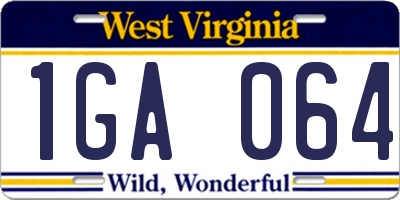 WV license plate 1GA064