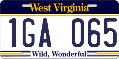 WV license plate 1GA065
