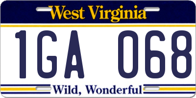 WV license plate 1GA068