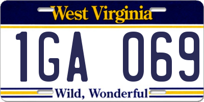 WV license plate 1GA069