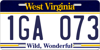WV license plate 1GA073