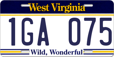WV license plate 1GA075