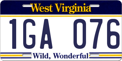WV license plate 1GA076